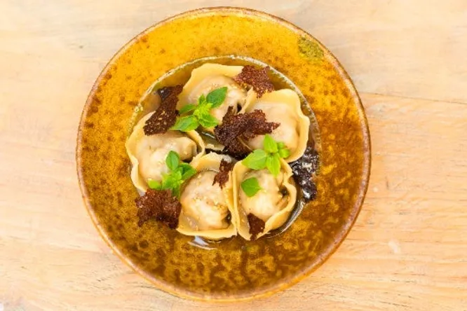 Ravioli with white pudding & veal head