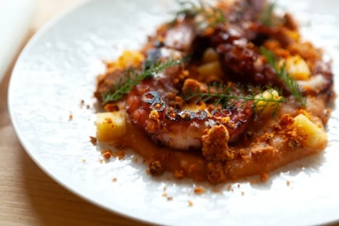 Grilled octopus with creamy potatoes