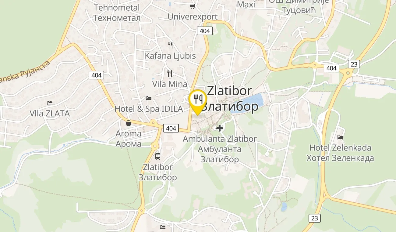 Mapa — GASTRO BAR CENTRAL ZLATIBOR BY CENTRAL INN