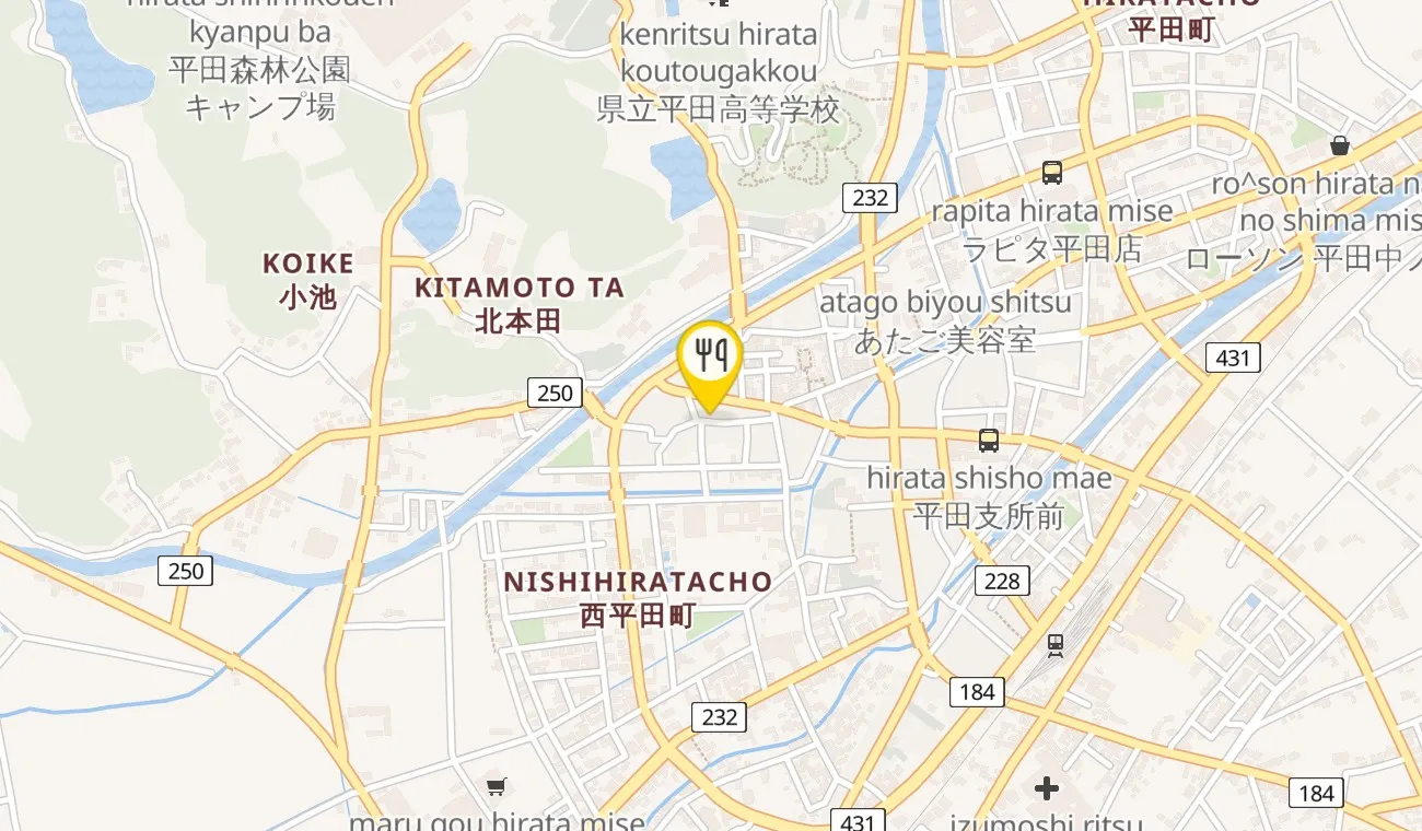Map — Kajiya to ryouri