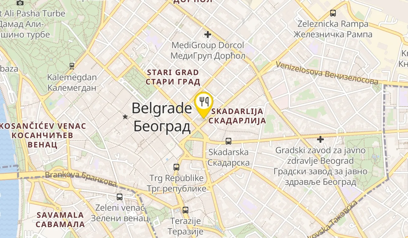 Mapa — RESTORAN KLUB KNJIŽEVNIKA