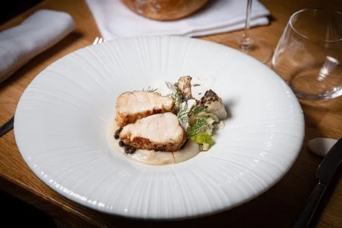 Monkfish and cauliflower in several textures