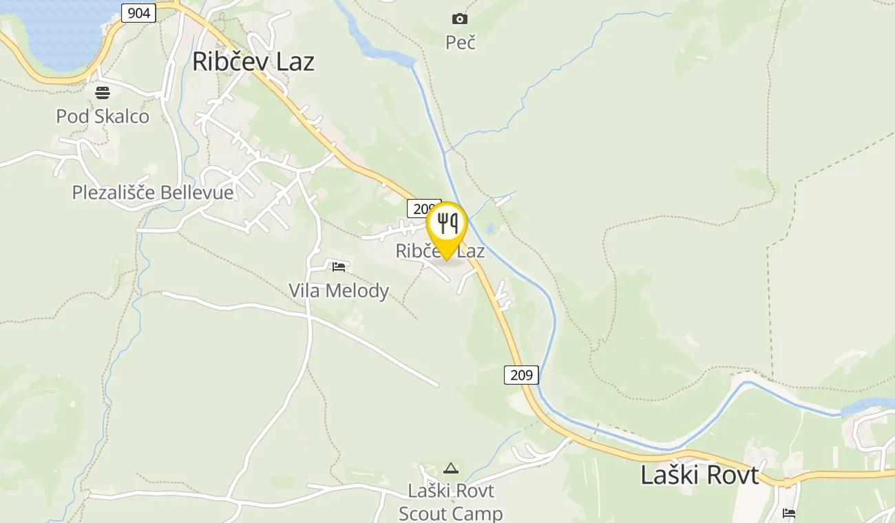 Zemljevid — Restavracija Pri lovcu