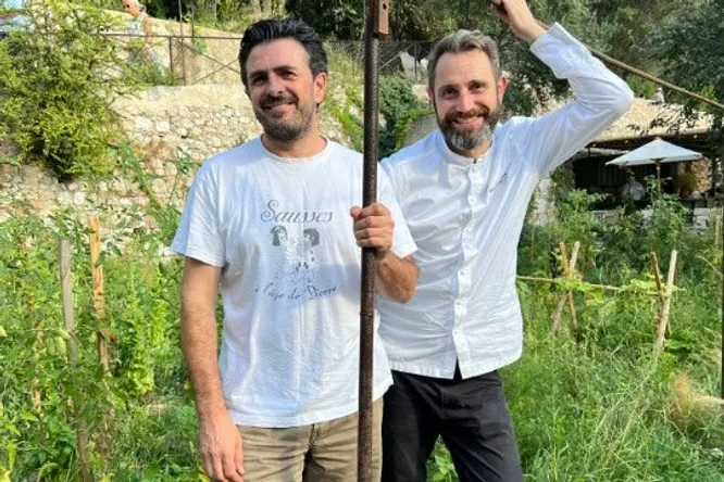 Thomas Vételé, chef at Hôtel du Couvent & Avit Ghibaudo, market gardener at Ferme Notre-Dame