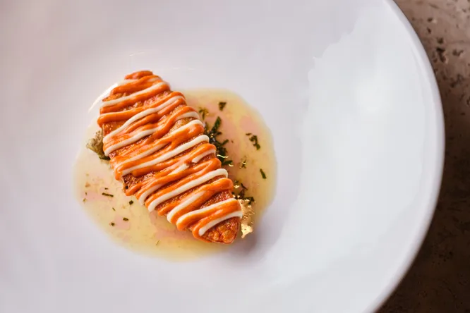 Red mullet fillet, romesco and lemon condiment, old vinegar sauce