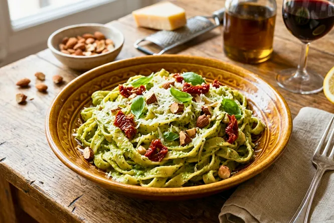 Tagliatelle with Sicilian pesto