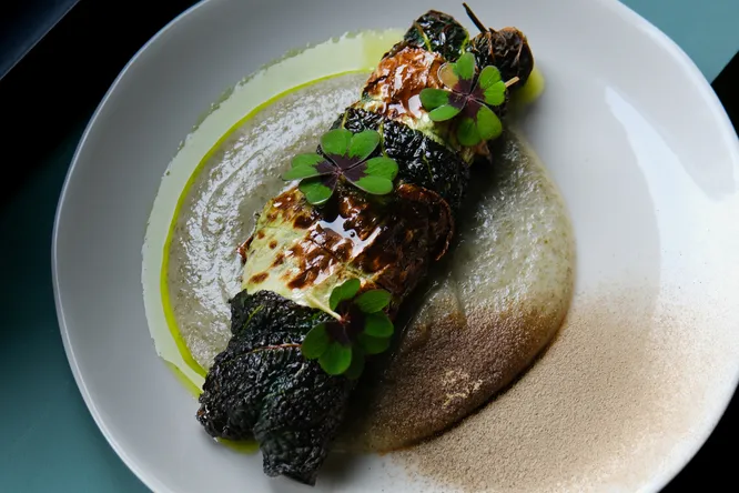 Roast vegetables with seaweed